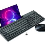 RECCAZR Kablosuz Klavye ve Fare Kombinasyonu, Telefon Tablet Tutuculu 2,4 Ghz Sessiz Kablosuz Bilgisayar Klavyesi, 3 DPI Ayarlanabilir Ergonomik Fare, Mac Windows ile Uyumlu (Gri ve Siyah-B)
