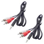 RecDec 2 paket 3.5mm RCA kablosu RCA 3.5mm AUX kablosu 5Ft 1/8 '' erkek TRS Stereo Jack 2RCA konektörü fişler adaptör ses kabloları amplifikatör hoparlör ses sistemi ev sineması Soundbar mikser TV