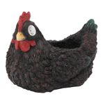 Reçine Tavuk şekli güneş ışığı Ile Etli Tencere, Bahçe Dekoru Tavuk Ekici, Bitki meraklıları Için Ideal (BLACK)
