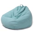 Recliner Fabric Lazy Sofa Bean Bag Bed Chair Living Room Bedroom Tatami Mat Unlined U: 90 * 110 cm Açık Mavi (Dolgu Yok)