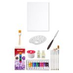 Red Apple Tüp Yağlı Boya Seti 12 ml 12'li 35x50 Tuval Seti Metal Spatül Zemin Fırça Resim Paleti