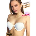 Red İç Giyim Beyaz Sırtı Şeffaf Dekolte Abiye Sütyeni Desteksiz (Dolgusuz) Soft Cup - 85B