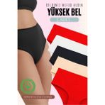 Red İç Giyim Yüksek Bel Büyük Beden Pamuklu Bato Kadın Külot 5'li Paket (Battal Boy) - Renkli-4272 - 2XL