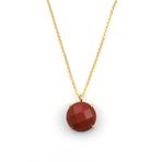 Red Jasper Doğal Taş Gold Renkli Kolye KLY-1310