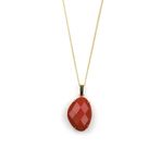 Red Jasper Doğal Taş Gold Renkli Kolye KLY-987
