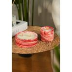 Red Marble%100 Soya Wax Odun Fitilli 2’li Dekoratif Mermer Desen Mum Seti