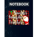 Red Plaid Santa's Favorite Teacher Squad Matching Christmas 130 Pages 8.5''x11'' in DotLine