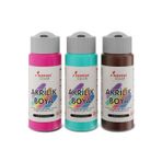 Red Rose Fuşya-Turkuaz-Kahverengi Akrilik Boya Seti, 3'Lü Set 3X60Ml Dekoratif, Hobi Amaçlı, Sanatsal