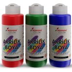 Red Rose Kırmızı-Mavi-Yeşil Akrilik Boya 3'lü Set 3x120 ml Dekoratif, Hobi Amaçlı, Sanatsal, Canlı Renkler