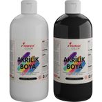 Red Rose Siyah Beyaz Akrilik Boya 2'li Set 2 x 500 gr Dekoratif Hobi Amaçlı Sanatsal Canlı Renkler - Renkli