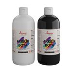 Red Rose Siyah-Beyaz Akrilik Boya Seti, 2'Li Set 2X500Gr Dekoratif Hobi Amaçlı Sanatsal Canlı Renkler