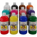 Red Rose Tüm Renkler Parmak Boyası 12'li Set 12X500GR Yıkanabilir, Toksik Içermez, Çocuk Okul Kreş Için