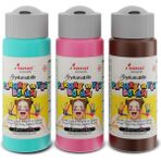 Red Rose Turkuaz-Pembe-Kahverengi Parmak Boyası 3'lü Set 3X60ML Yıkanabilir, Toksik Içermez, Çocuk Okul Kreş - Mavi
