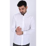 Red Sable Erkek Pamuklu Keten Gömlek Yakalı Uzun Kollu Beyaz Renk - 2XL - 00A-Beyaz