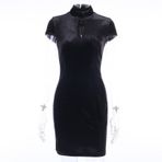 REDBMX Çin Tarzı Moda Cheongsam Retro Qipao Elbise Modern Seksi Mini Elbise Kadın Kısa Sıkı Elbiseler Bölünmüş, Siyah1, S