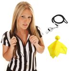 redgino Kadın Hakem Gömleği Fermuarlı Yakalı Futbol Futbol Basketbol Yetkilileri Forma, Cadılar Bayramı Kostümü veya Garson Üniforması, Ref Düdük, Sarı Penaltı Bayrağı L