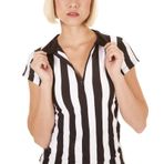 redgino Kadın Hakem Gömleği Resmi Fermuarlı Siyah Beyaz Çizgili Ref Hakem Forması Basketbol Futbol Hokeyi Cadılar Bayramı Kostümü ve Garsonluklar için S