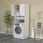 Redline Mobilya Çamaşır Makinesi Dolabı, Banyo Dolabı, 4 Raflı, Kapaklı, Beyaz Dolap