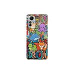 Redmi Note 12S ile Uyumlu Grafiti Mini Tasarımlı Şeffaf Silikon Kılıf