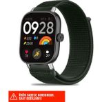 Redmi Watch 4 / Redmi Watch 5 Uyumlu Hasır Örgü Spor Cırtlı Pratik Naylon Kordon 20MM - Koyu Yeşil