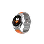 RedMud Teknoloji Huawei Watch Gt3 Pro Gt4 46 mm İle Uyumlu Çift Renkli Yumuşak Dokulu (22 MM) Silikon Kordon Gri-Turuncu