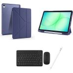 Redmud Teknoloji Ipad 11.nesil A16 2025 A3354 A3355 ile Uyumlu Standlı Kılıf Klavye Mouse ve Dokunmatik Kalem Seti - Lacivert