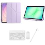 Redmud Teknoloji Ipad 8. Nesil ve 9. Nesil 10.2 Inç ile Uyumlu Standlı Kılıf Klavye Mouse ve Dokunmatik Kalem Set - Lila