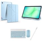 Redmud Teknoloji Ipad Air 11 " M2 M3 Air 4. 5. 6. Nesil ile Uyumlu Standlı Kılıf Klavye Mouse ve Dokunmatik Kalem Set - Açık Mavi