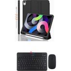 Redmud Teknoloji Ipad Air 4.5.6.nesil 10.9 Inç ile Uyumlu Tablet Kılıfı ve Klavye Mouse Set Kalem Bölmeli Smart Kılıf - Siyah
