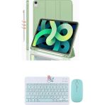 Redmud Teknoloji Ipad Air 4.nesil 10.9 Inç ile Uyumlu Tablet Kılıfı ve Klavye Mouse Set Kalem Bölmeli Smart Kılıf - Yeşil