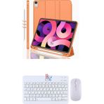Redmud Teknoloji Ipad Air 5.nesil 10.9 Inç ile Uyumlu Tablet Kılıfı ve Klavye Mouse Set Kalem Bölmeli Smart Kılıf - Turuncu