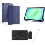 Redmud Teknoloji Samsung Galaxy Tab A11 Plus SM-X230 ile Uyumlu Standlı Kılıf Klavye Mouse ve Dokunmatik Kalem Seti - Lacivert