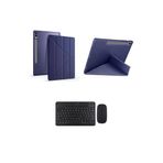 RedMud Teknoloji Samsung Galaxy Tab S10 Plus 12.4 inç İle Uyumlu Üçgen Standlı Kılıf Ve Klavye Mouse 2 li Set Lacivert