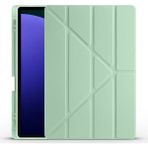 Redmud Teknoloji Samsung Galaxy Tab S10 Plus 12,4 Inç Uyumlu Kılıf Üçgen Standlı Kalem Bölmeli Silikon Tablet Kılıfı - Yeşil