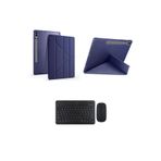 RedMud Teknoloji Samsung Galaxy Tab S9 FE Plus X610 12.4 inç İle Uyumlu Standlı Kılıf Ve Klavye Mouse 2 li Set Lacivert