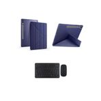 RedMud Teknoloji Samsung Galaxy Tab S9 Plus 12.4 inç İle Uyumlu Üçgen Standlı Kılıf Ve Klavye Mouse 2 li Set Lacivert