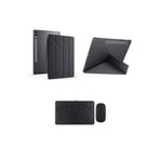 RedMud Teknoloji Samsung Galaxy Tab S9 Plus 12.4 inç İle Uyumlu Üçgen Standlı Kılıf Ve Klavye Mouse 2 li Set Siyah