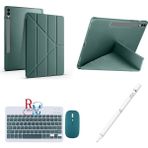 Redmud Teknoloji Samsung Galaxy Tab S9+/S9FE+ 12.4 Inç Uyumlu Standlı Kılıf Dokunmatik Kalem ve Klavye Mouse 3 Lü Set - Haki