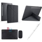 Redmud Teknoloji Samsung Galaxy Tab S9+/S9FE+ 12.4 Inç Uyumlu Standlı Kılıf Dokunmatik Kalem ve Klavye Mouse 3 Lü Set - Siyah