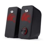 Redragon Stereo Hoparlör 2.0 Stentor (GS500) 2 x 3 W Arka Aydınlatmalı Bilgisayar için, Kırmızı, USB üzerinden güç beslemesi ve 3,5 mm jak fişi, siyah
