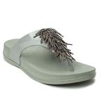 REDVOLUTION Flip Flop Rhinestone Yumuşak Orta Taban Avize Gri Kadın Sandalet