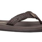 REDVOLUTION Flip Flop Rhinestone Yumuşak Orta Taban Glam Kahverengi Kadın Sandalet