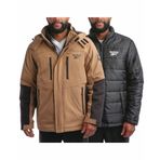 Reebok Erkek Kışlık Mont - Çıkarılabilir Şişme Mont ile Softshell Ceket - Erkekler için Sistem Kayak Ceketi (M-XXL), Koyu Haki, XL