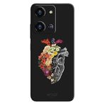 Reeder S19 Max Pro S Zoom İle Uyumlu Siyah Floral Heart Desenli Silikon Kılıf