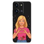 Reeder S19 Max Pro S Zoom İle Uyumlu Siyah Rose Heart Desenli Silikon Kılıf