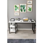reflekta Kitaplıklı Raflı Beyaz Büyük Boy Çalışma Masası 60x160 Cm. | Bilgisayar Masası | Ofis Masası |
