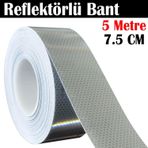 Reflektorlu Bant Beyaz Reflektif Fosforlu Serit Bant 7.5 Cm 5 Metre Ikaz Bandi