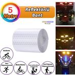 Reflektörlü Reflektif Fosforlu Şerit Bant Petekli Reflekte İkaz Bandı 5 Cm X 5 Metre Beyaz