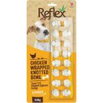 Reflex Chicken Wrapped Knotted Bone Köpek Ödül Mama Eğitim Maması Yavru Yetişkin Puppy Diş Plak Tartar Düğümlü Çiğneme Kemiği Sindiri M Diş Vitamin 8 Adet köpek ödülü