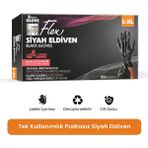 Reflex Flex Eldiven Tek Kullanımlık Pudrasız Pudrasız Eldiven - 100'lü Kutu - Siyah